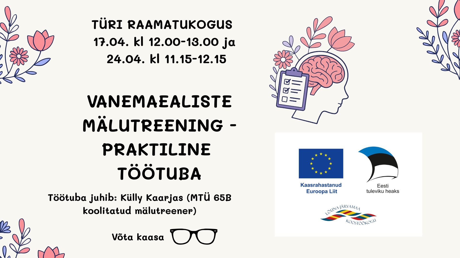 Mälutreening aprill MUUDATUS!